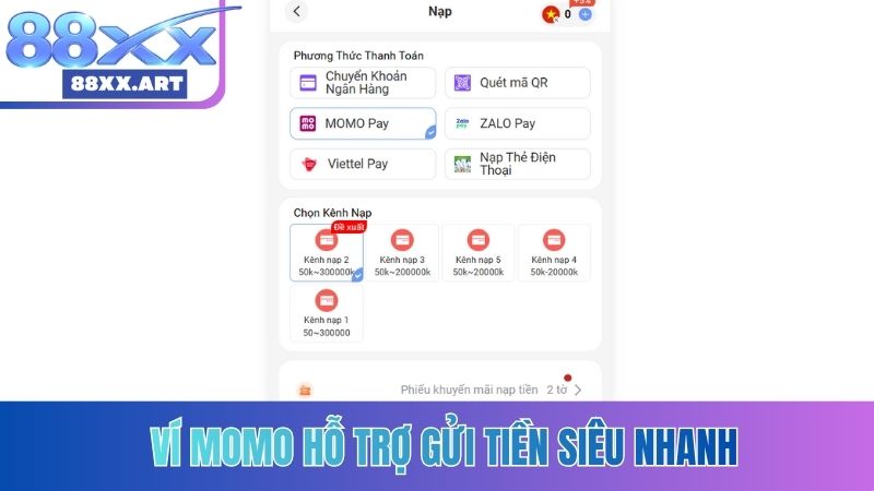 Ví Momo hỗ trợ gửi tiền siêu nhanh